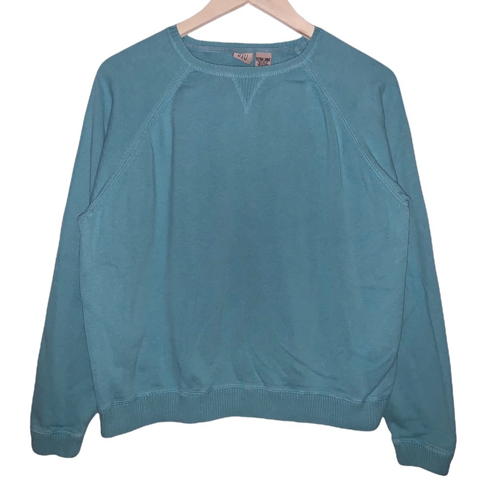 Vintage 90s Susquehanna Trail Outfitters Basic Light Teal Sweater